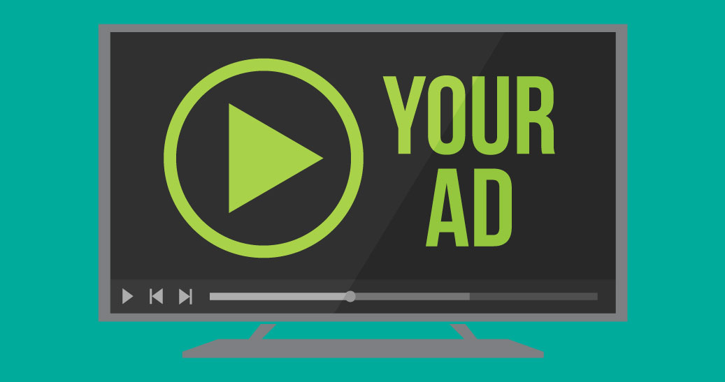 Illustration of a television set with OTT advertising image