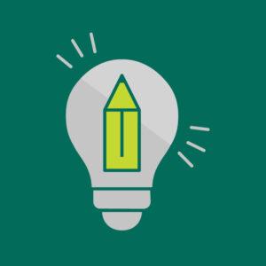 Illustration of pencil inside a lightbulb, representing copywriting services
