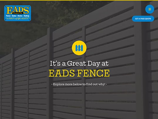 A screenshot of the Eads Fence website